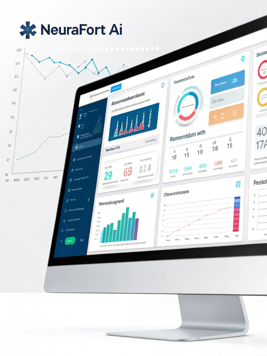 An illustration of the NeuraFort Ai interface showcasing data analytics and AI-driven insights, used to represent the NeuraFort Ai solution on the NeuraFort Group website.