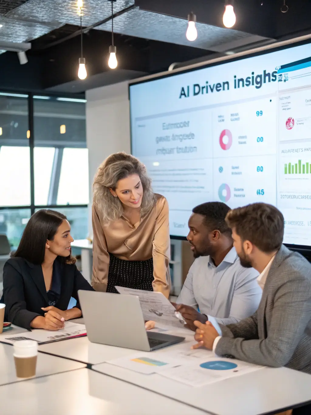 A diverse team collaborating on a data analytics project, showcasing NeuraFort Group's expertise in providing comprehensive solutions.